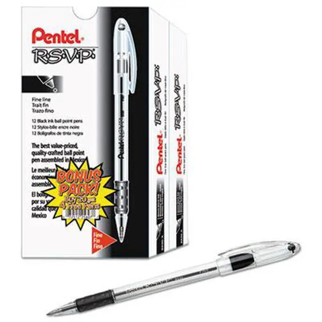 Alt view image 11 of 14 - Pentel R.S.V.P. Stick Ballpoint Pen .7mm Translucent Barrel Black Ink 24/Pack BK90ASW2