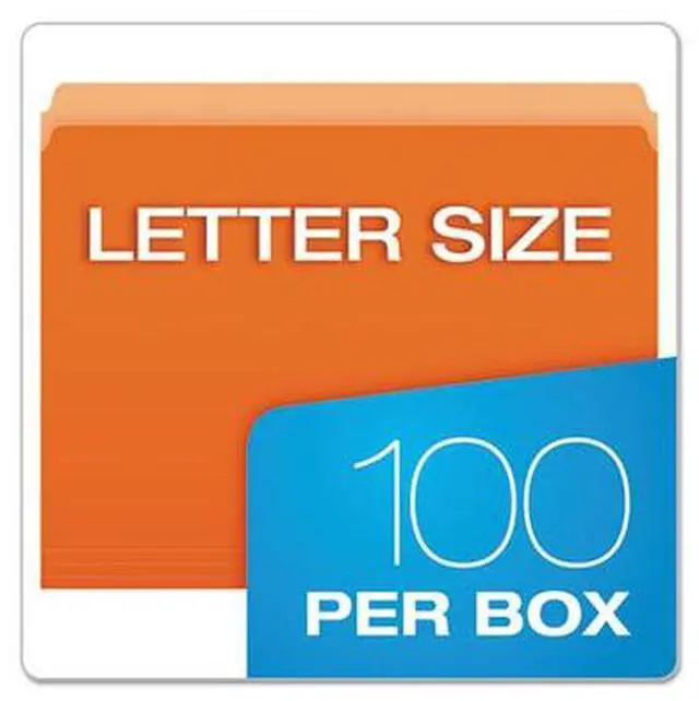 Alt view image 6 of 11 - Pendaflex Colored File Folders Straight Top Tab Letter Orange/Light Orange 100/Box 152ORA