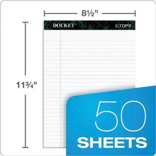 Alt view image 12 of 20 - TOPS Docket Ruled Perforated Pads 8 1/2 x 11 3/4 White 50 Sheets 6/Pack 63416