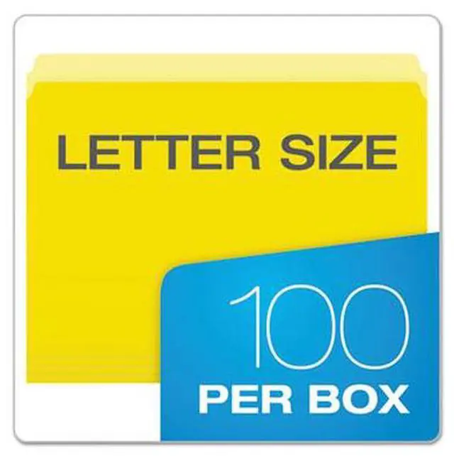 Alt view image 6 of 10 - Pendaflex Colored File Folders Straight Top Tab Letter Yellow/Light Yellow 100/Box 152YEL