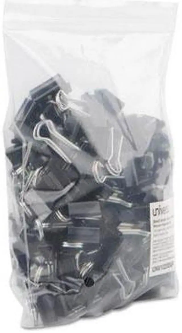 Alt view image 9 of 10 - Universal UNV10200 Small Binder Clips, Zip-Seal Bag, 3/8 Inch Capacity, 3/4 Inch Wide, Black, 144/Bag