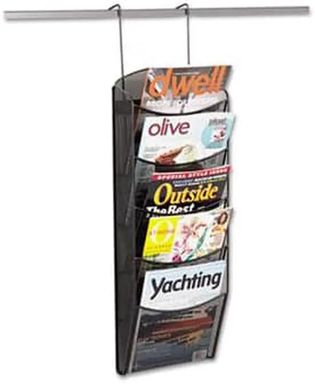 Alt view image 9 of 20 - Safco Onyx Mesh Literature Rack Five Compartments 10-1/4w x 3-1/2d x 28-1/3h