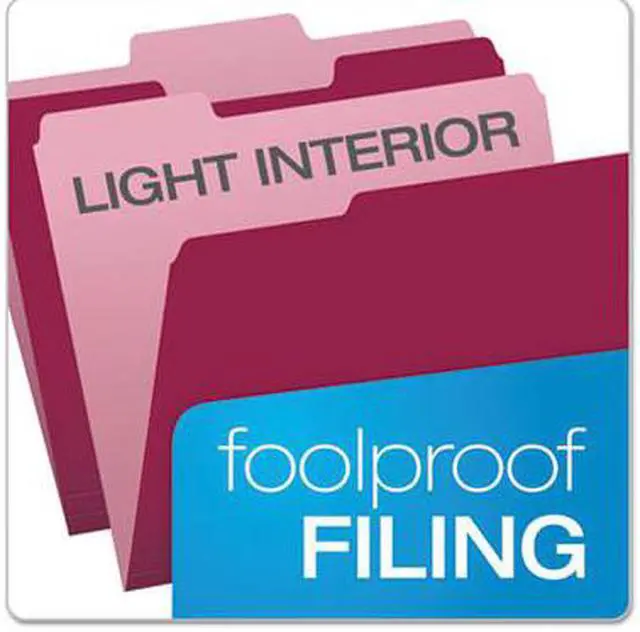 Alt view image 5 of 10 - Pendaflex Colored File Folders 1/3 Cut Top Tab Letter Burgundy/Light Burgundy 100/Box 15213BUR