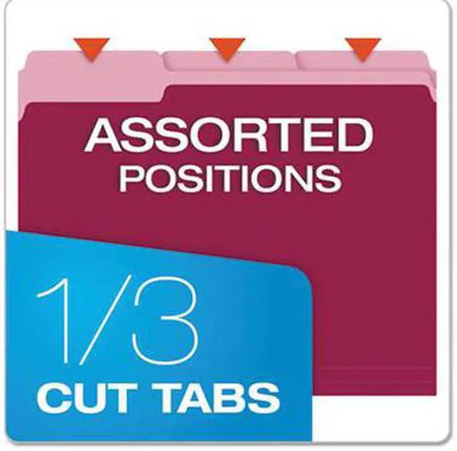 Alt view image 4 of 10 - Pendaflex Colored File Folders 1/3 Cut Top Tab Letter Burgundy/Light Burgundy 100/Box 15213BUR