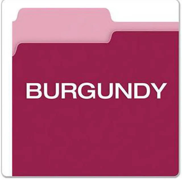 Alt view image 6 of 10 - Pendaflex Colored File Folders 1/3 Cut Top Tab Letter Burgundy/Light Burgundy 100/Box 15213BUR