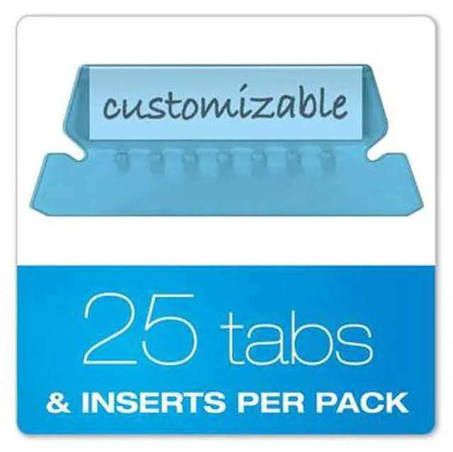 Alt view image 6 of 8 - Pendaflex Hanging File Folder Tabs 1/5 Tab Two Inch Blue Tab/White Insert 25