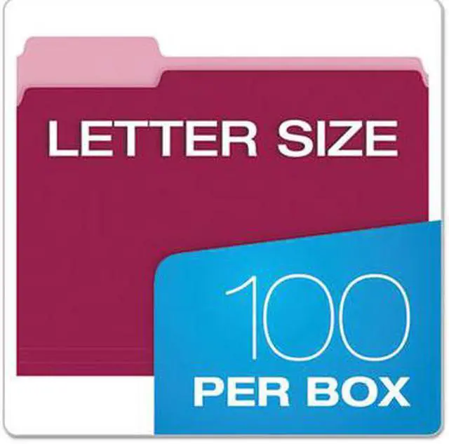 Alt view image 7 of 10 - Pendaflex Colored File Folders 1/3 Cut Top Tab Letter Burgundy/Light Burgundy 100/Box 15213BUR