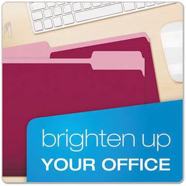 Alt view image 8 of 10 - Pendaflex Colored File Folders 1/3 Cut Top Tab Letter Burgundy/Light Burgundy 100/Box 15213BUR
