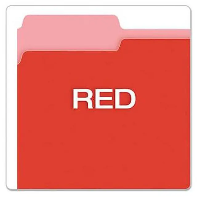 Alt view image 7 of 10 - Pendaflex Colored File Folders 1/3 Cut Top Tab Letter Red/Light Red 100/Box 15213RED