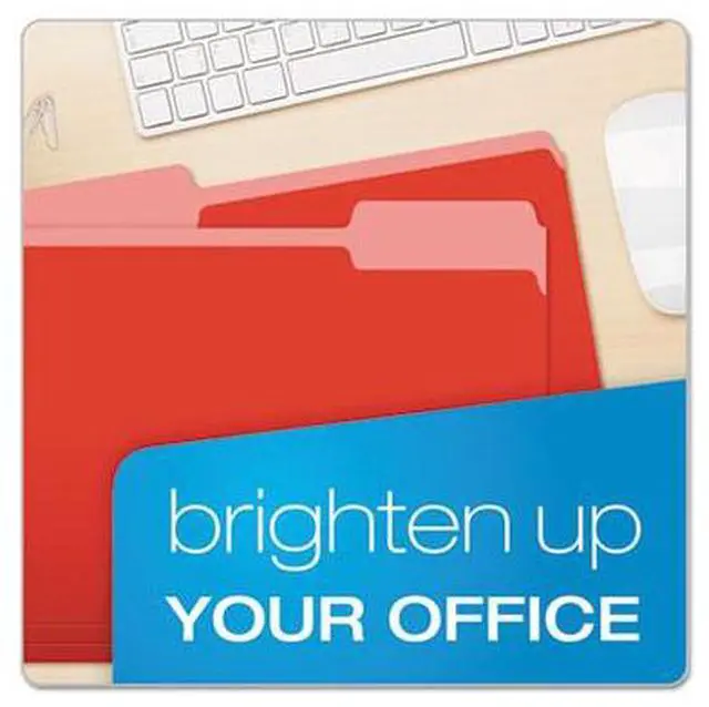 Alt view image 9 of 10 - Pendaflex Colored File Folders 1/3 Cut Top Tab Letter Red/Light Red 100/Box 15213RED