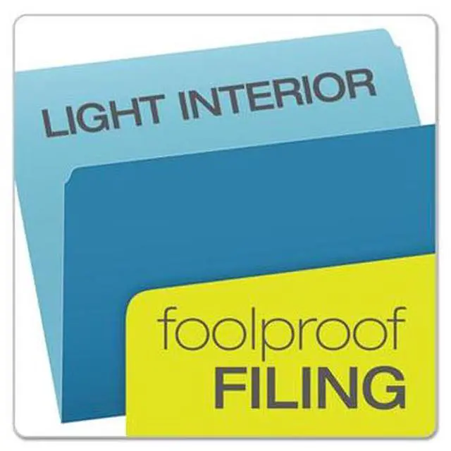 Alt view image 4 of 10 - Pendaflex Colored File Folders Straight Cut Top Tab Letter Blue/Light Blue 100/Box 152BLU
