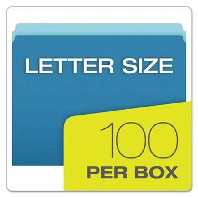 Alt view image 6 of 10 - Pendaflex Colored File Folders Straight Cut Top Tab Letter Blue/Light Blue 100/Box 152BLU