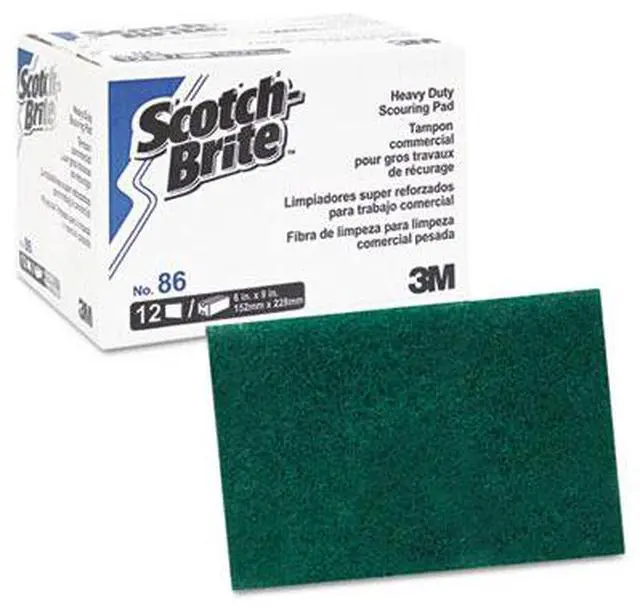 Alt view image 7 of 10 - Scotch-Brite MMM86 Heavy-Duty Scouring Pad - 6" x 9" - Green - Dozen