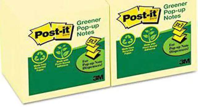 Alt view image 5 of 8 - Recycled Pop-up Notes 3 x 3 Canary Yellow 100-Sheet 12/Pack