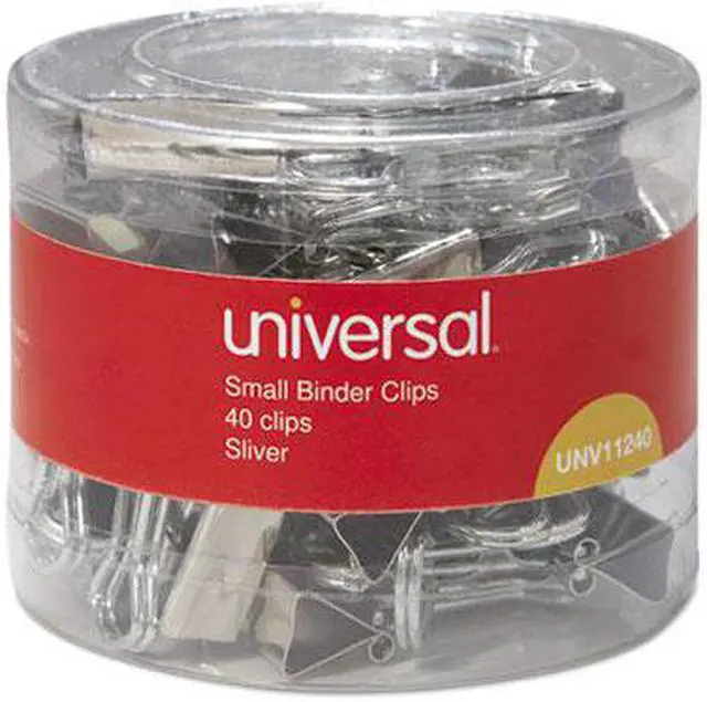 Alt view image 4 of 5 - Universal Small Binder Clips, 3/8" Capacity, 3/4" Wide, Silver, 40/Pack
