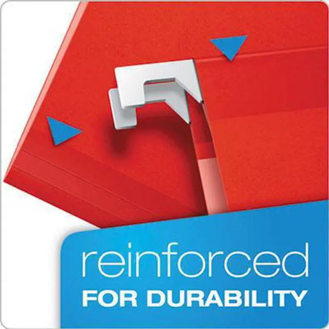 Alt view image 4 of 10 - Pendaflex Reinforced Hanging Folders 1/5 Tab Legal Red 25/Box 415315RED