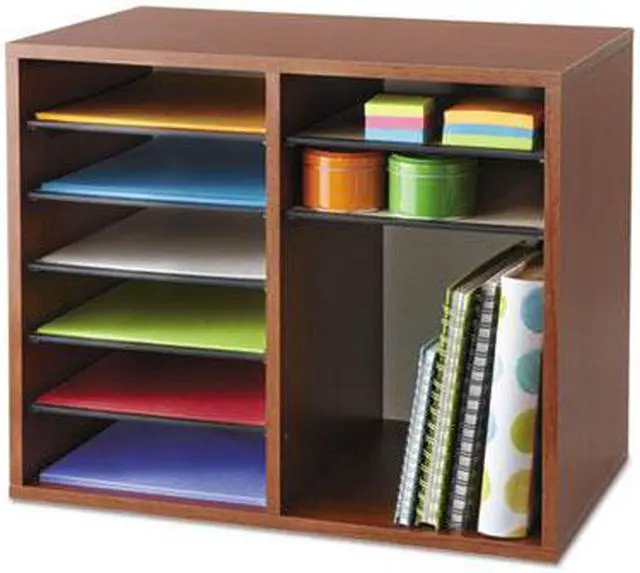 Alt view image 11 of 17 - Wood Adjustable Literature Organizer - 12 Compartment in Cherry by Safco