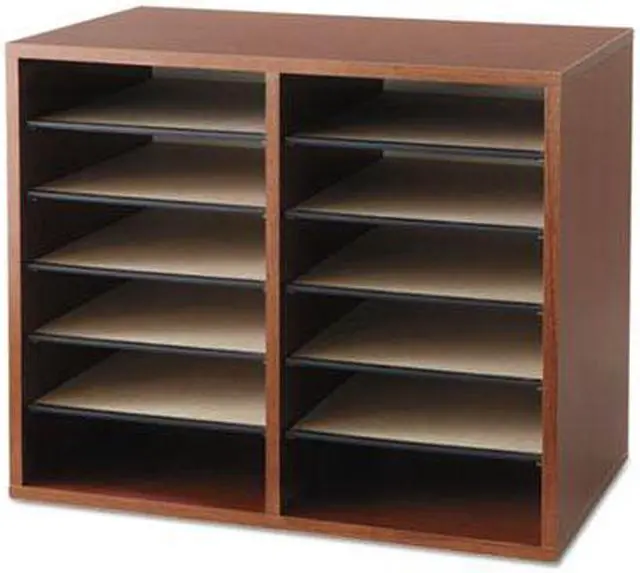 Alt view image 10 of 17 - Wood Adjustable Literature Organizer - 12 Compartment in Cherry by Safco