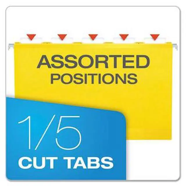 Alt view image 5 of 10 - Pendaflex Reinforced Hanging Folders 1/5 Tab Legal Yellow 25/Box 415315YEL