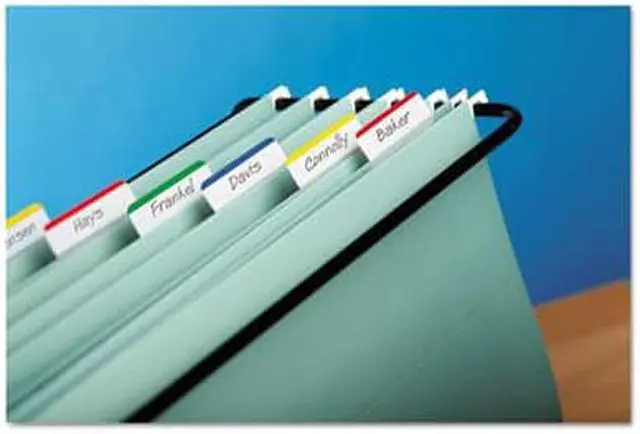 Alt view image 11 of 20 - 3M 686A1 Hanging File Tabs  Blue/Green/Red/Yellow  6 Flags/Color  24 Flags Pack