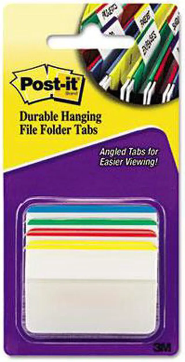 Alt view image 10 of 20 - 3M 686A1 Hanging File Tabs  Blue/Green/Red/Yellow  6 Flags/Color  24 Flags Pack