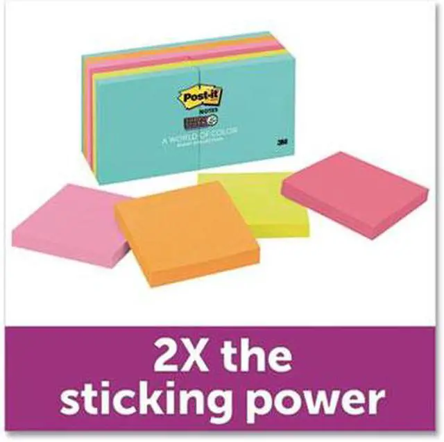 Alt view image 11 of 17 - Post-It Notes Super Sti Pads,Ss,Notes,3"x3",Miami 65412SSMIA