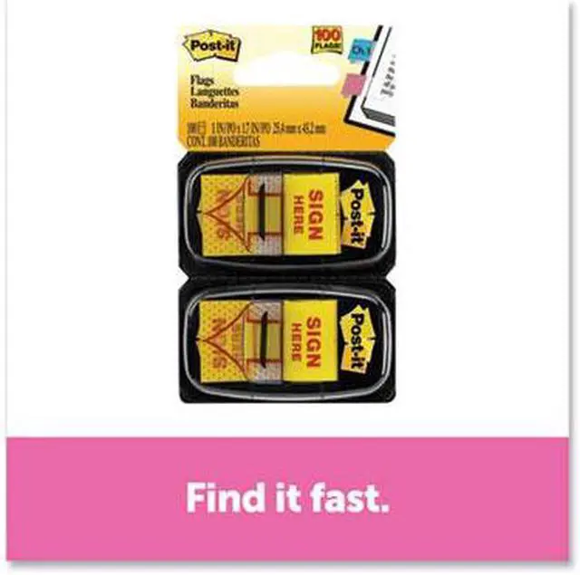 Alt view image 15 of 20 - 3M 680SH2 Message Flags Sign Here Yellow Two 50-Flag Dispensers per Pack