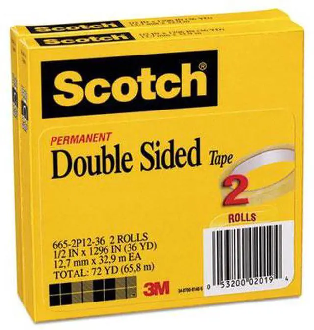 Alt view image 11 of 19 - Scotch 665 Double-Sided Tape 1/2" x 1296" 3" Core Transparent 2/Pack 6652P1236