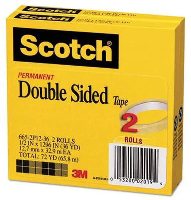 Alt view image 9 of 19 - Scotch 665 Double-Sided Tape 1/2" x 1296" 3" Core Transparent 2/Pack 6652P1236