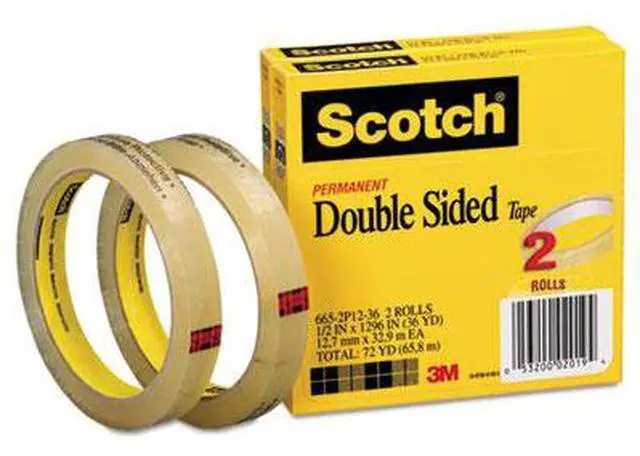 Alt view image 12 of 19 - Scotch 665 Double-Sided Tape 1/2" x 1296" 3" Core Transparent 2/Pack 6652P1236