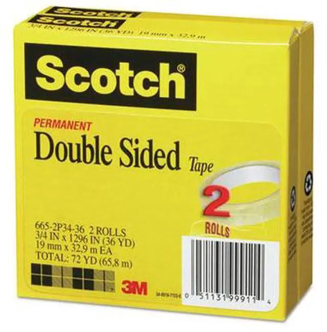 Alt view image 6 of 16 - Scotch Double-Sided Tape 3/4" x 1296" 3" Core Transparent 2/Pack 6652P3436