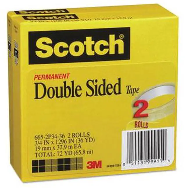 Alt view image 7 of 16 - Scotch Double-Sided Tape 3/4" x 1296" 3" Core Transparent 2/Pack 6652P3436