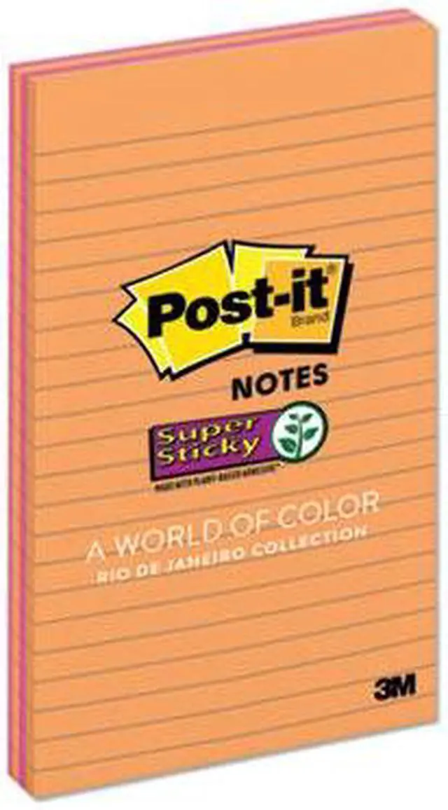 Alt view image 7 of 12 - Post-it Pads in Rio de Janeiro Colors Lined 5 x 8 45-Sheet 4/Pack 5845SSUC