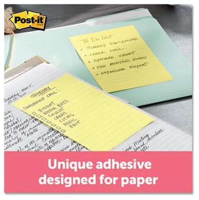 Alt view image 16 of 20 - 3M 6605PK Bonus Pack, 4 x 6, Lined, Canary Yellow, 5 100-Sheet Pads/Pack