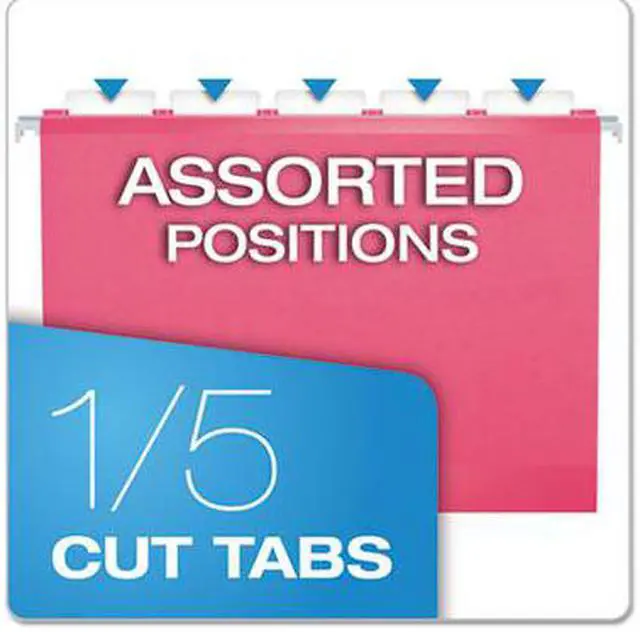 Alt view image 6 of 15 - Pendaflex Reinforced Hanging Folders 1/5 Tab Letter Pink 25/Box 415215PIN