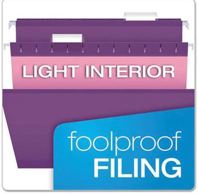 Alt view image 9 of 15 - Pendaflex Reinforced Hanging Folders 1/5 Tab Letter Violet 25/Box 415215VIO