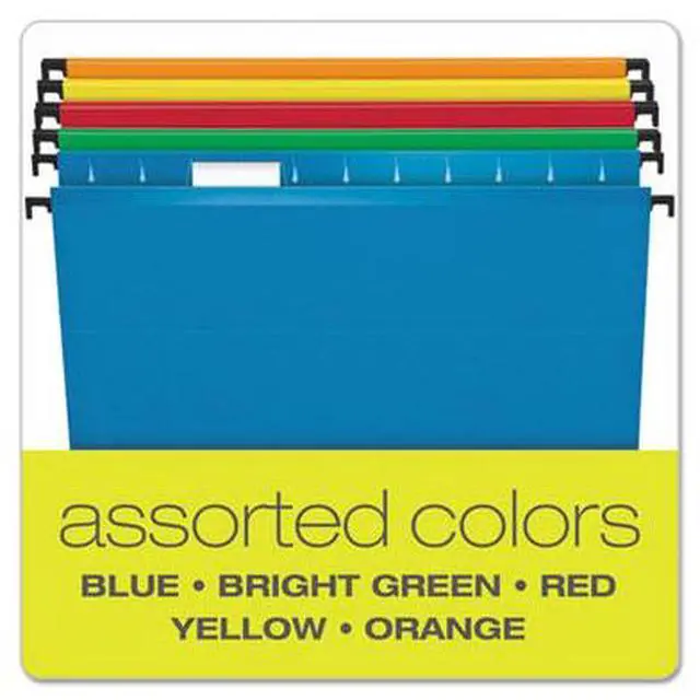 Alt view image 12 of 20 - Pendaflex Poly Laminate Hanging Folders Letter 1/5 Tab Assorted 20/Box