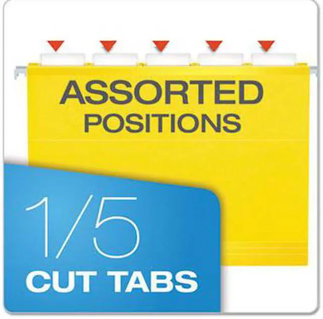 Alt view image 7 of 15 - Pendaflex Reinforced Hanging Folders 1/5 Tab Letter Yellow 25/Box 415215YEL