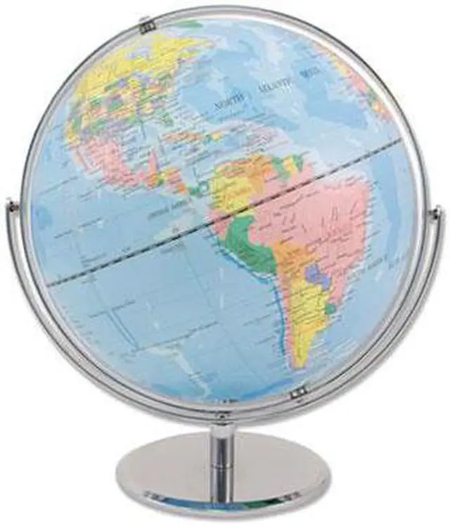 Alt view image 8 of 11 - Advantus 12-Inch Globe with Blue Oceans Silver-Toned Metal Desktop Base Full-Meridian 30502