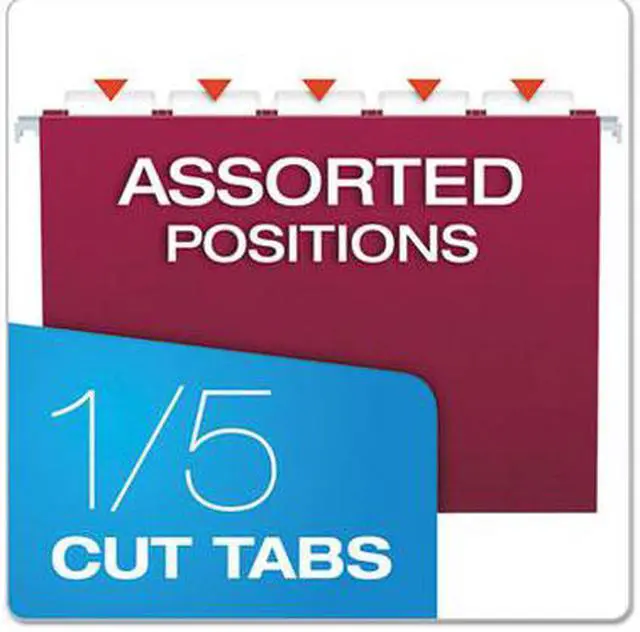 Alt view image 6 of 15 - Pendaflex Essentials Colored Hanging Folders 1/5 Tab Letter Burgundy 25/Box 81613
