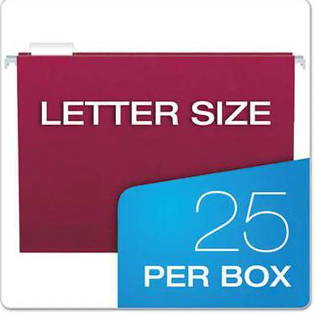 Alt view image 7 of 15 - Pendaflex Essentials Colored Hanging Folders 1/5 Tab Letter Burgundy 25/Box 81613