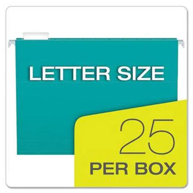 Alt view image 7 of 14 - Pendaflex Essentials Colored Hanging Folders 1/5 Tab Letter Aqua 25/Box 81616