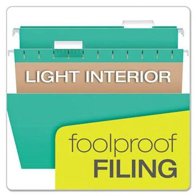 Alt view image 9 of 14 - Pendaflex Essentials Colored Hanging Folders 1/5 Tab Letter Aqua 25/Box 81616