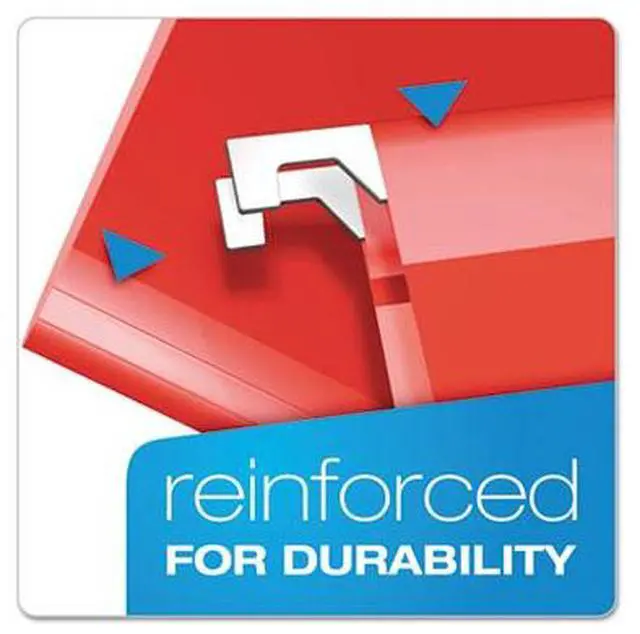 Alt view image 5 of 14 - Pendaflex Reinforced 2" Extra Capacity Hanging Folders 1/5 Tab Letter Red 25/Box 4152X2RED