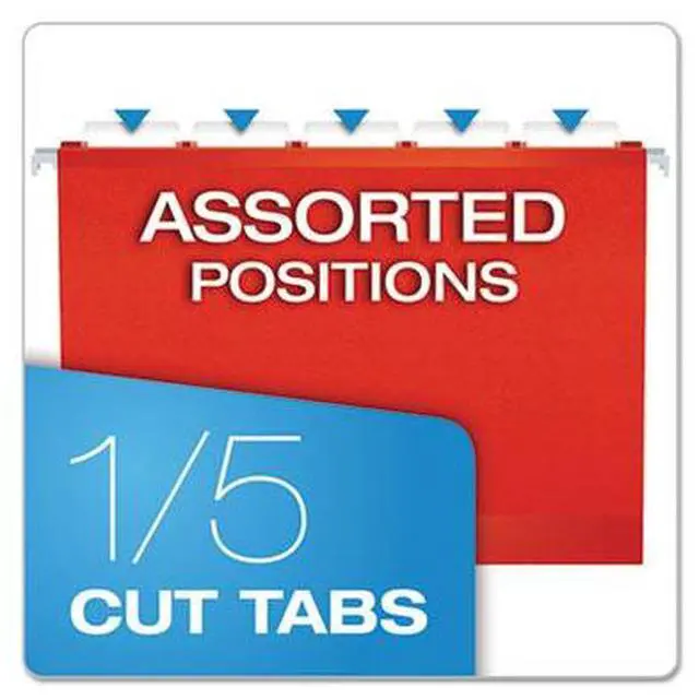 Alt view image 7 of 14 - Pendaflex Reinforced 2" Extra Capacity Hanging Folders 1/5 Tab Letter Red 25/Box 4152X2RED