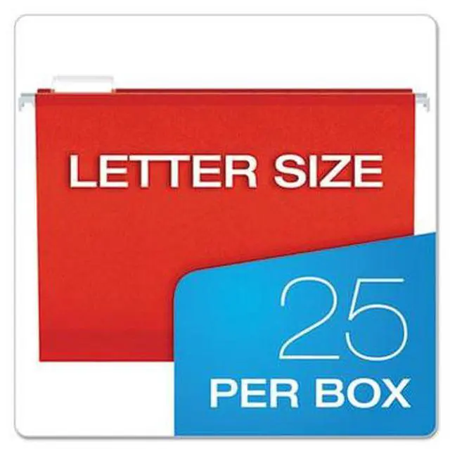 Alt view image 8 of 14 - Pendaflex Reinforced 2" Extra Capacity Hanging Folders 1/5 Tab Letter Red 25/Box 4152X2RED