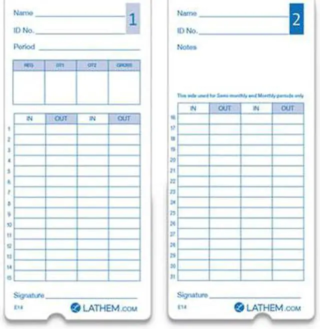 Alt view image 9 of 11 - Lathem Time Time Clock Cards for Lathem Time 400E Two Sides 3 x 7 100/Pack E14100