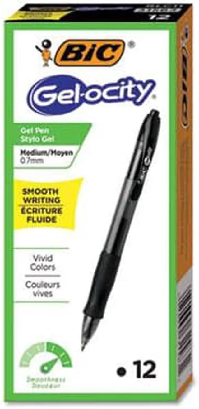 Alt view image 13 of 20 - Bic Gel-ocity Retractable Gel Pen Black Ink .7mm Medium Dozen RLC11BK