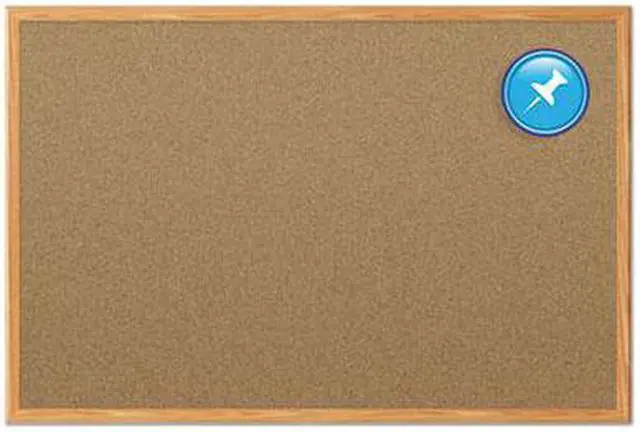 Alt view image 4 of 9 - Mead Bulletin Board, 36 in. H, 48 in. W, Oak  Includes Mounting Hardware 85367
