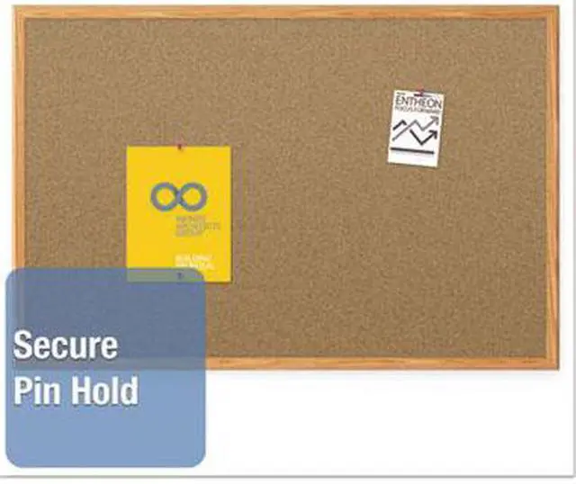 Alt view image 5 of 9 - Mead Bulletin Board, 36 in. H, 48 in. W, Oak  Includes Mounting Hardware 85367